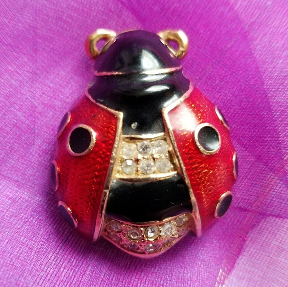 Ladybug brooch by Roman red black enamel gold - Picture 2 of 9